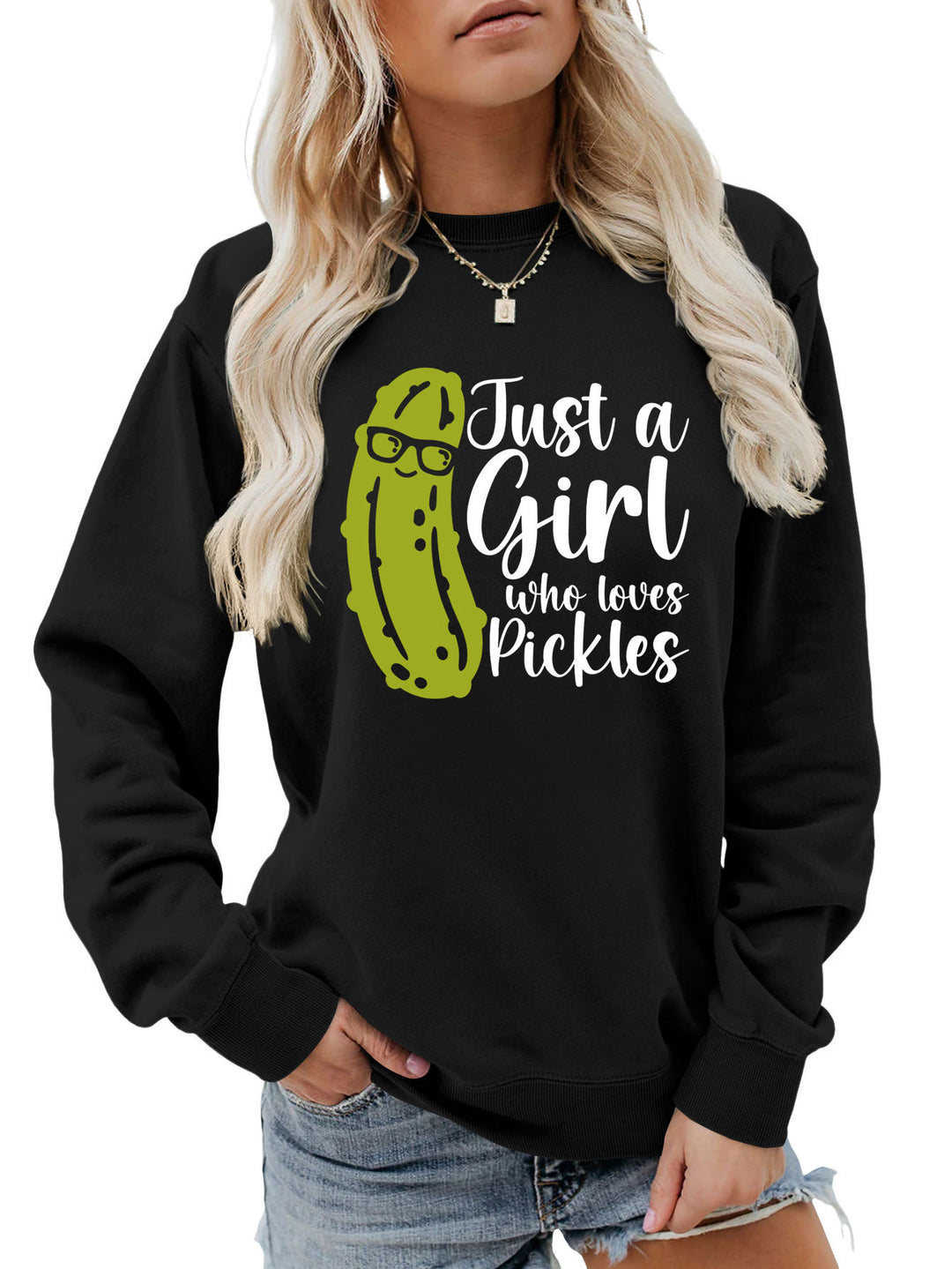 Sweat-shirt pour femmes avec motif de concombre humoristique et coupe décontractée Chic & Stil