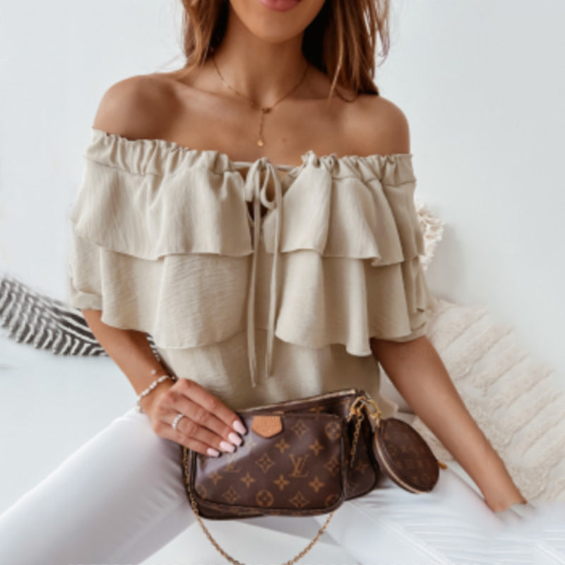 Women Off-Shoulder Blouse with Chic Ruffle Design and Style