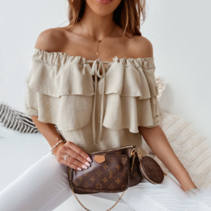Women Off-Shoulder Blouse with Chic Ruffle Design and Style