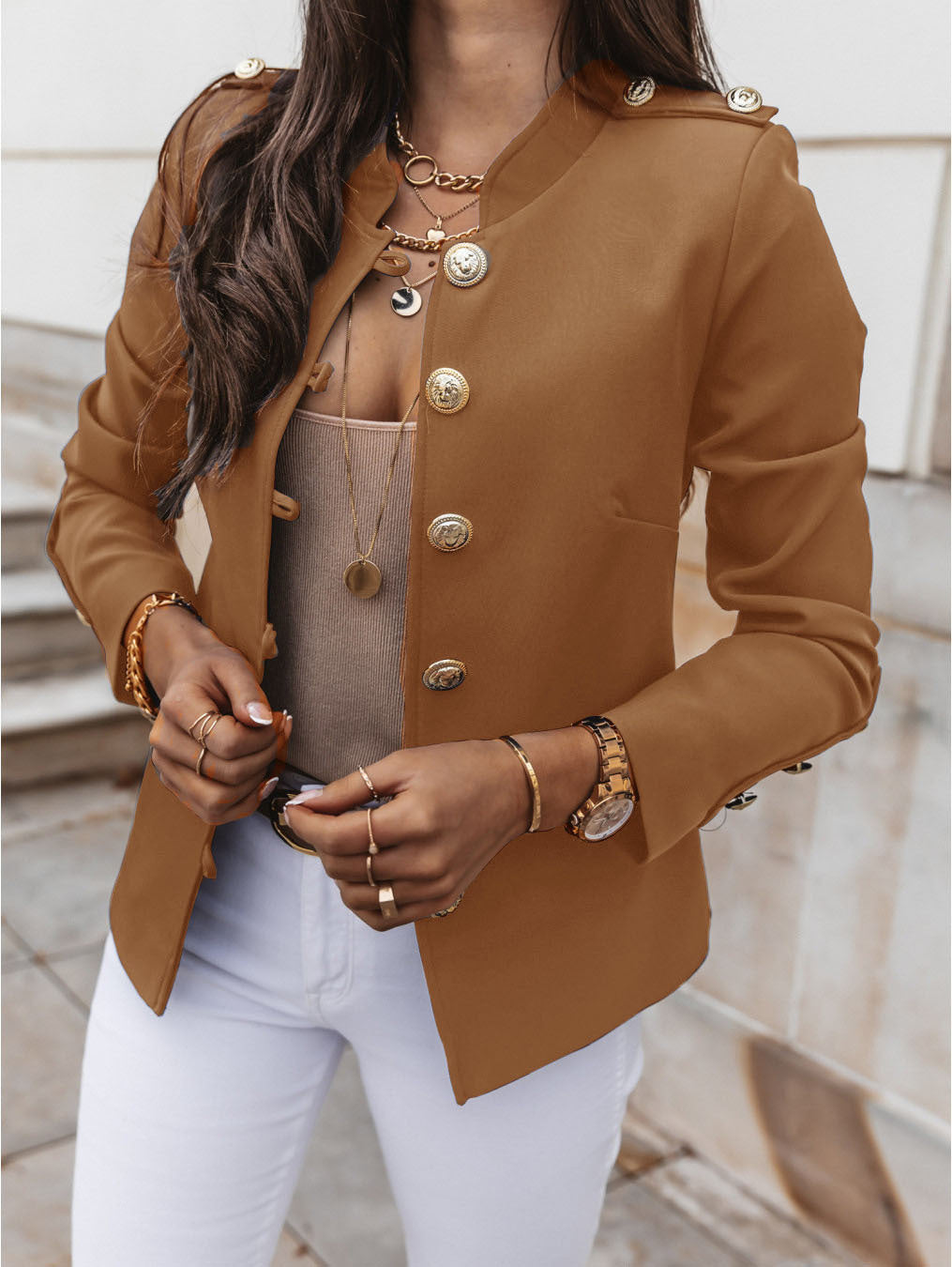 Elegant ladies' jacket with gold buttons and modern cut Lune London