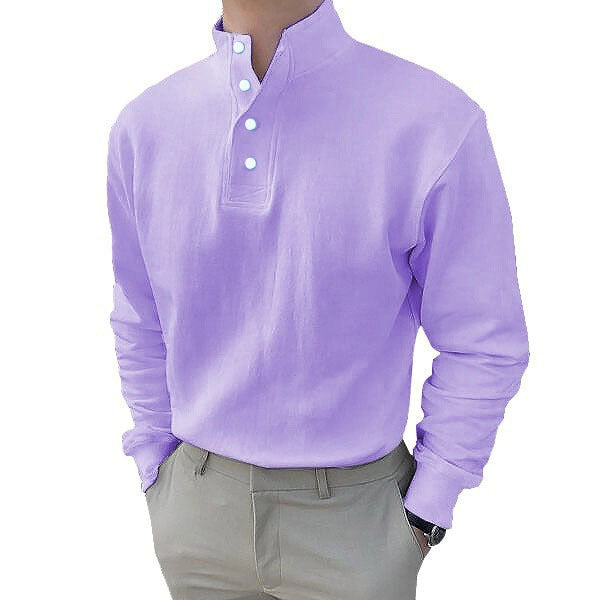 Men's long sleeve Henley shirt with modern high collar and button placket Chic und Stil