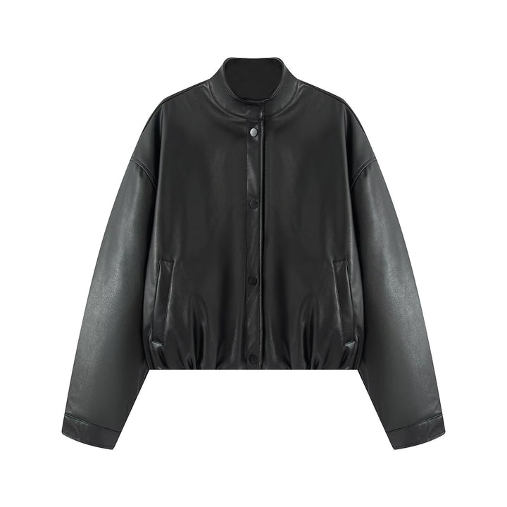 Veste en faux cuir élégante pour femmes avec col montant Chic & Stil