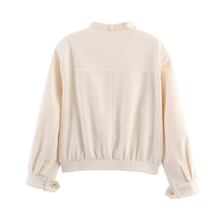 Fashion women's jacket with high collar and decorative button details Lune London