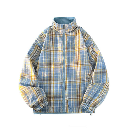 Casual windbreaker jacket for women with plaid lining and high collar Lune London