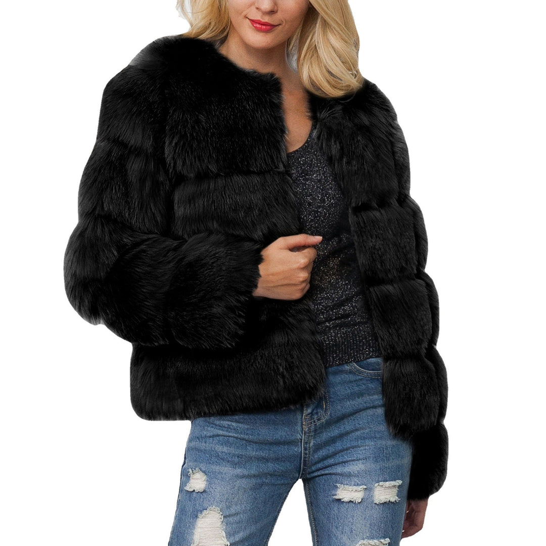 Women's Fluffy Faux Fur Jacket with Voluminous Sleeves and Elegant Cut Lune London