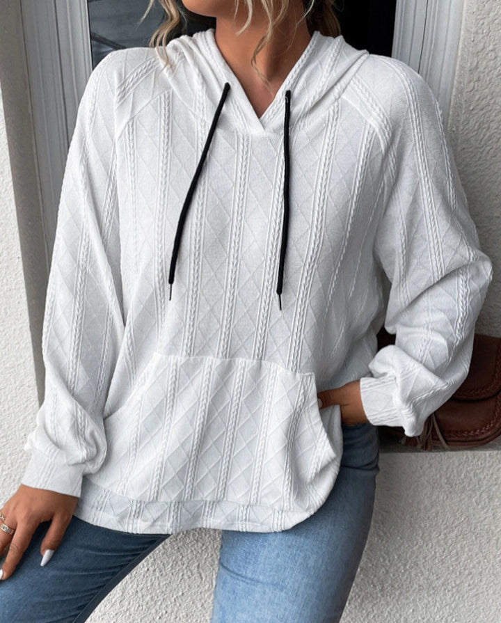 Women's Large Knit Hoodie with V-Neck and Stylish Chic Hood