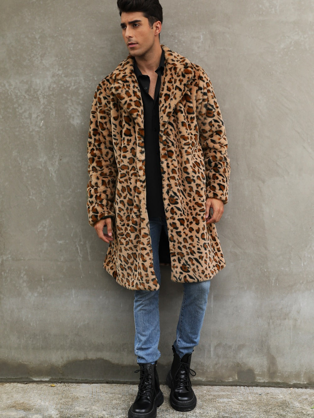 Trendy leopard fur coat for men Lune London
