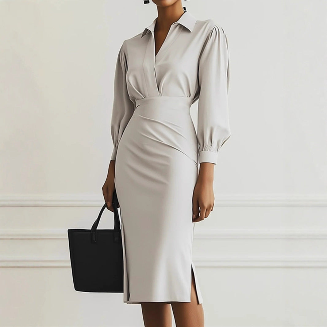 Lune London | Women's Elegant Wrap Dress with Collar