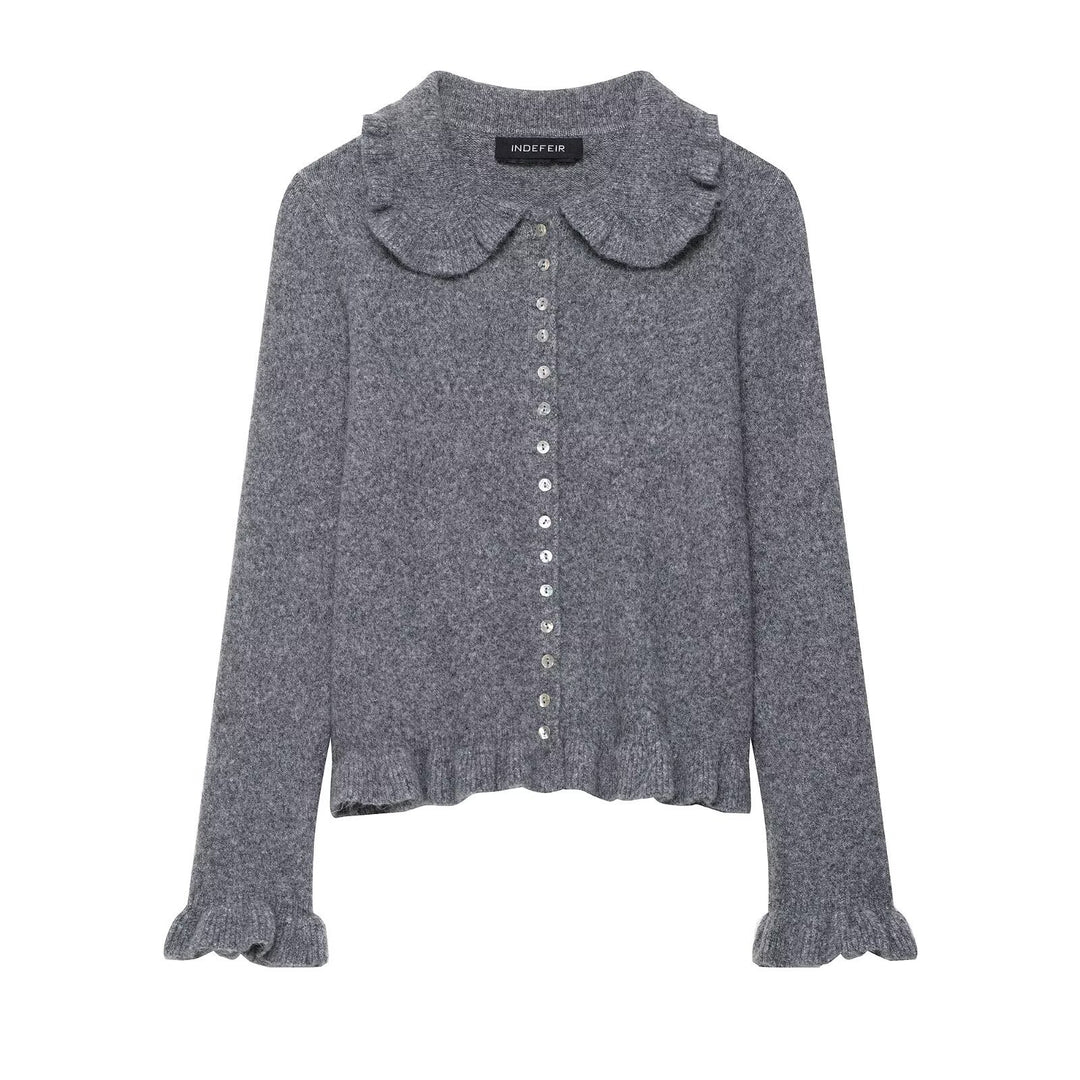 Women's cardigan with collar and decorative button closure Lune London