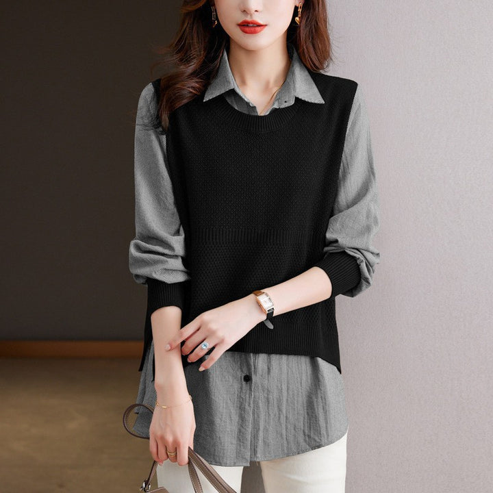 Pull en tricot pour femmes avec un look superposé unique et une texture fine Lune London