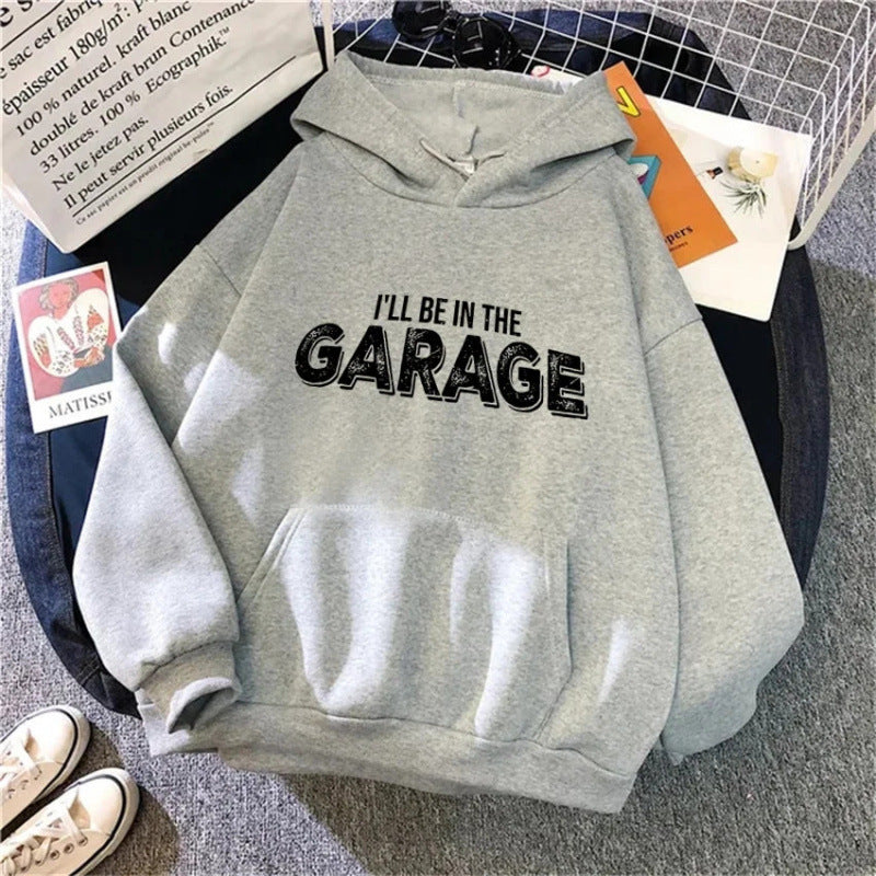 Womens Hoodie with Creative Garage Motif Chic & Stil