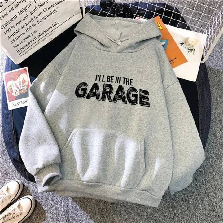 Womens Hoodie with Creative Garage Motif Chic & Stil