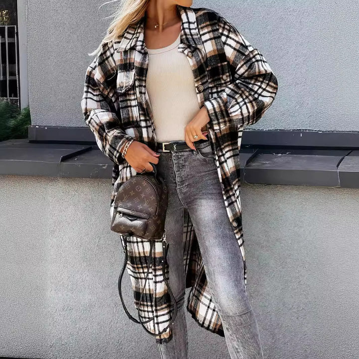 Women's clothing casual checkered shirt with asymmetric cut and pockets Lune London