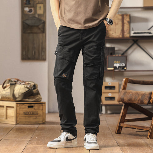 Pantalon cargo robuste pour hommes avec taille élastique et poches multifunctionnelles Lune London
