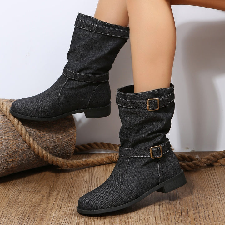 Women’s ankle boots with stylish pleated design and adjustable strap Lune London