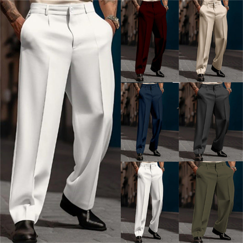Men's Classic Suit Trousers with High Waistband and Wide Legs Lune London