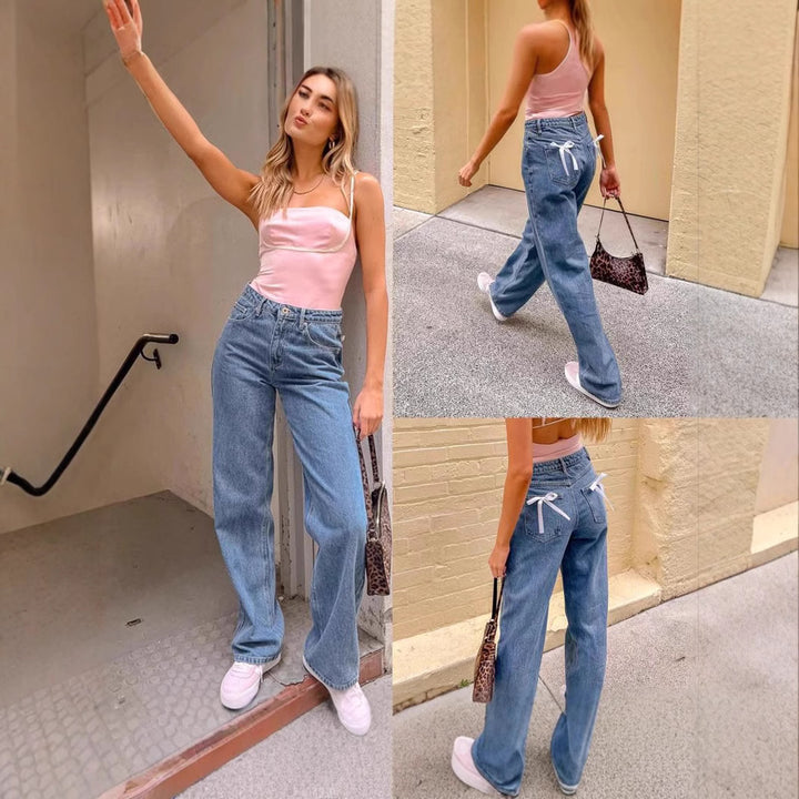 Women's High Waist Jeans with Wide Leg and Classic Cut Lune London