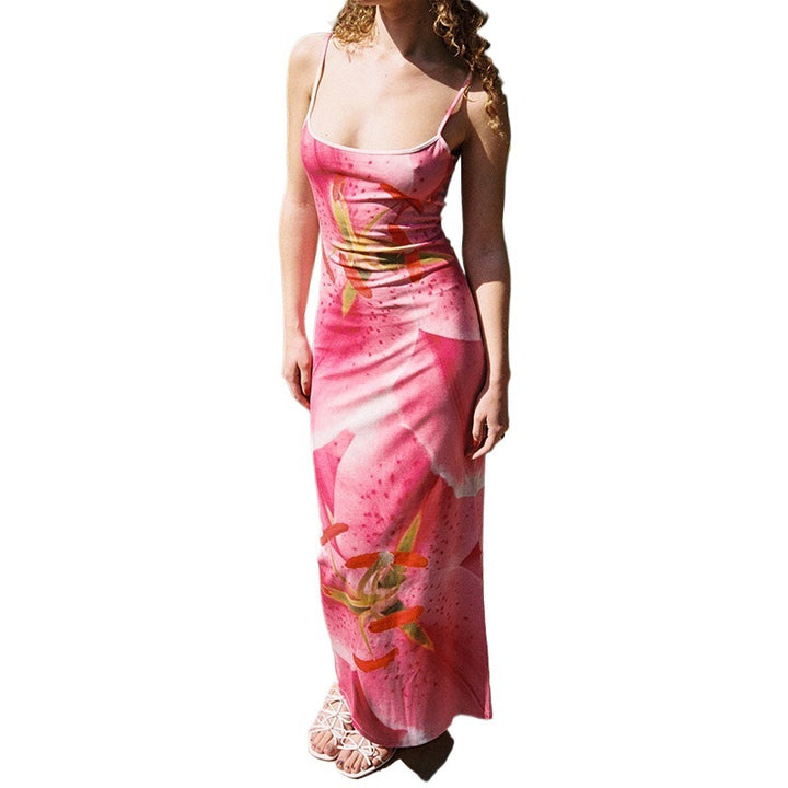 Lune London Floral Pattern Spaghetti Strap Maxi Dress