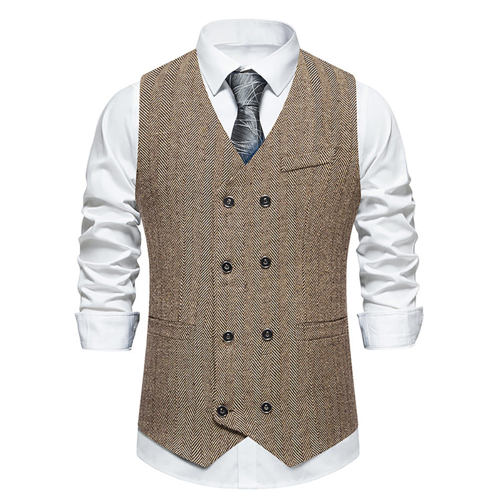 Elegant double-breasted vest for men with textured design Lune London