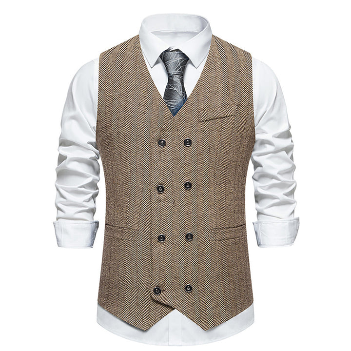 Elegant double-breasted vest for men with textured design Lune London