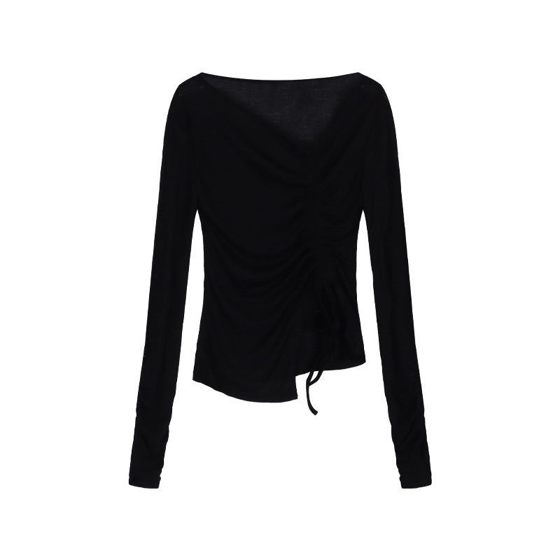 Ladies long-sleeved wrap top with sophisticated gathering Chic & Stil