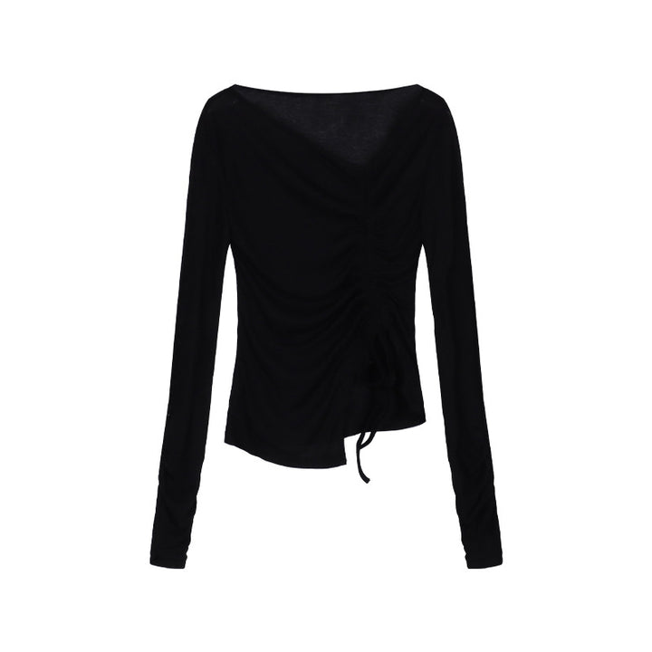 Ladies long-sleeved wrap top with sophisticated gathering Chic & Stil