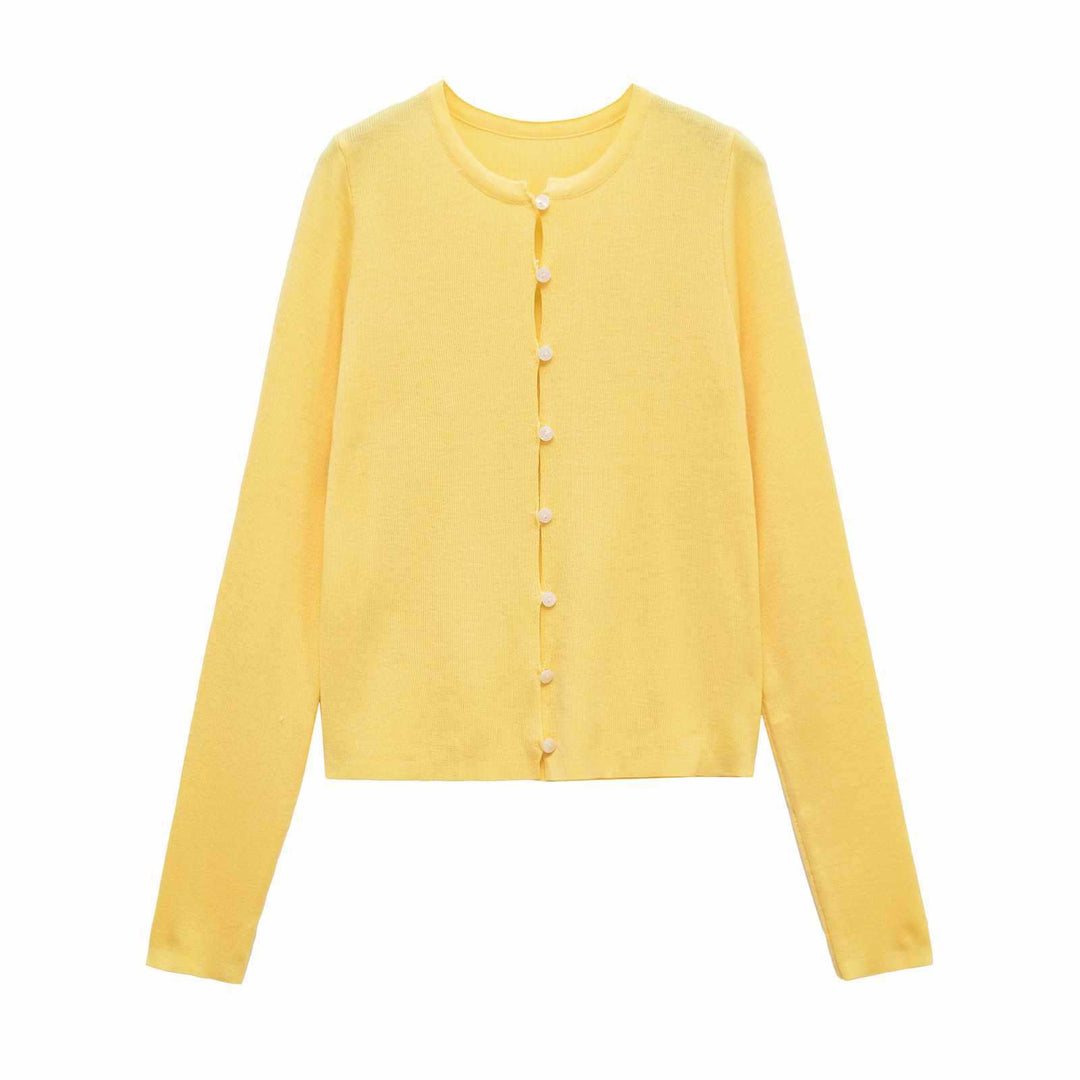 Ladies elegant knitted cardigan with delicate button details Lune London