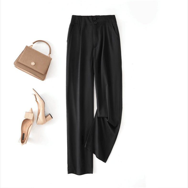Women's Elegant Chino Pants with High Waist and Side Pockets Lune London
