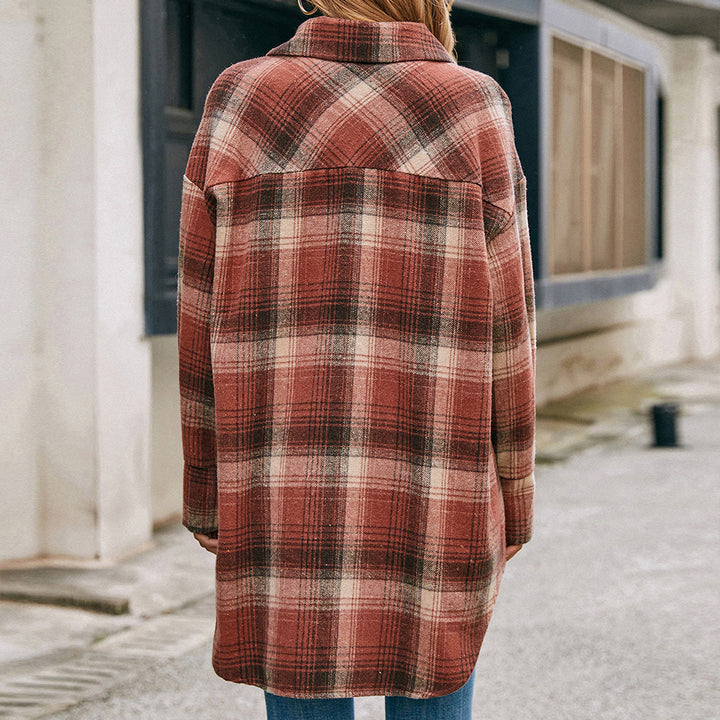 Lune London tartan design wool coat for women