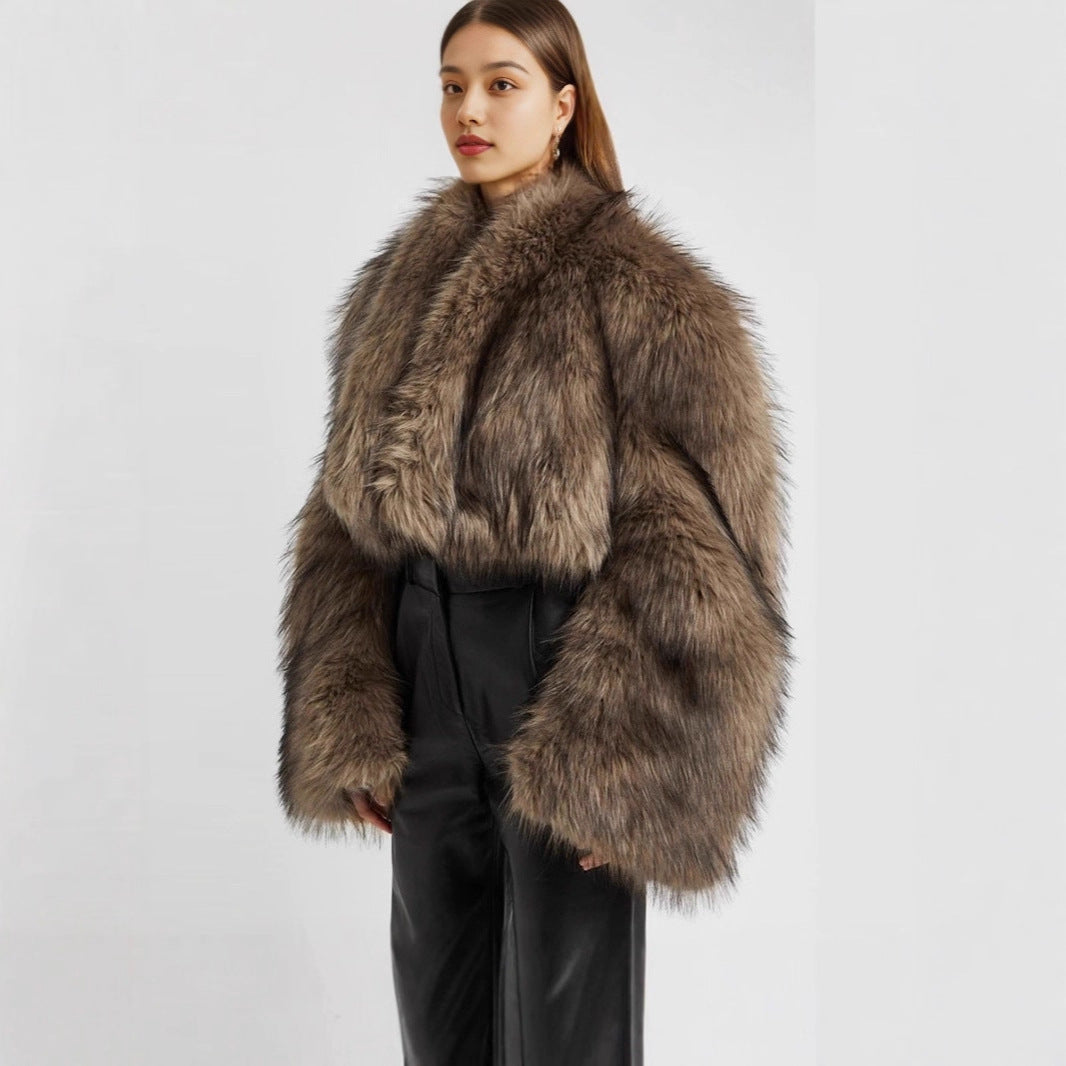 Ladies luxurious faux fur cropped bolero Lune London