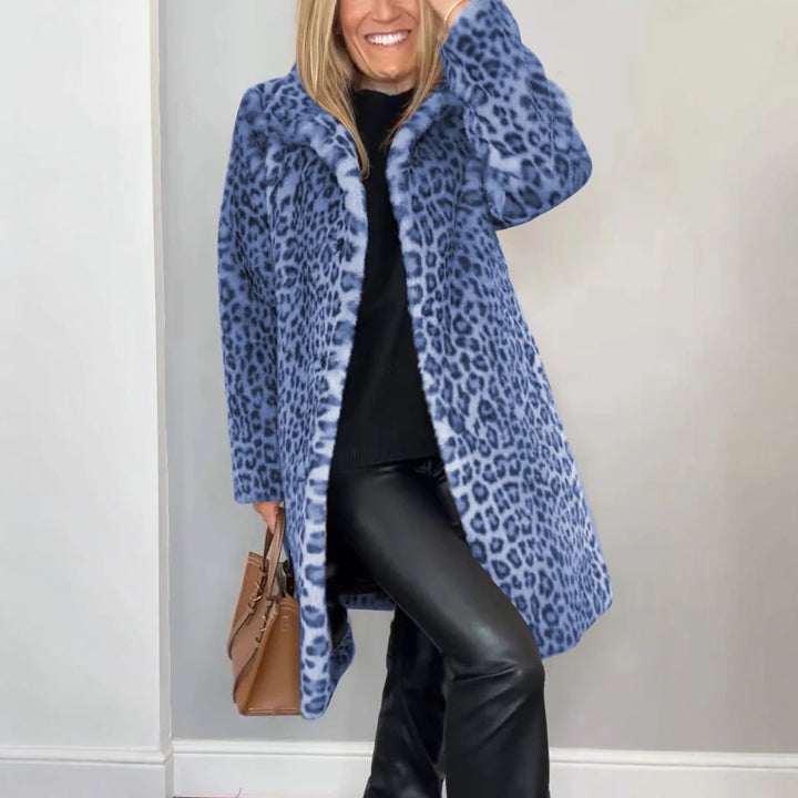 Ladies Luxurious Teddy Coat with Leopard Print and Soft Fleece Lune London