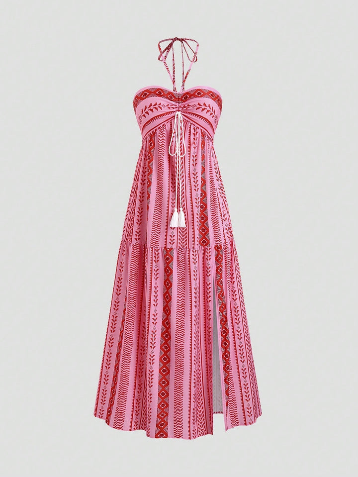 Maxi dress for ladies with a playful design and thin straps Lune London