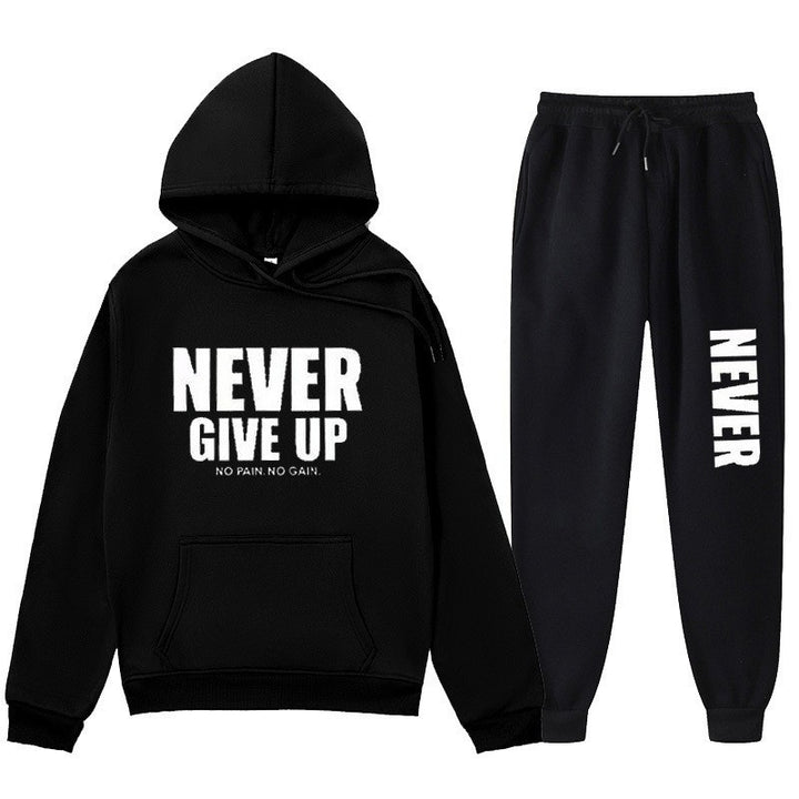 Women's training pullover and jogging pants in motif set with motivating print Chic & Stil