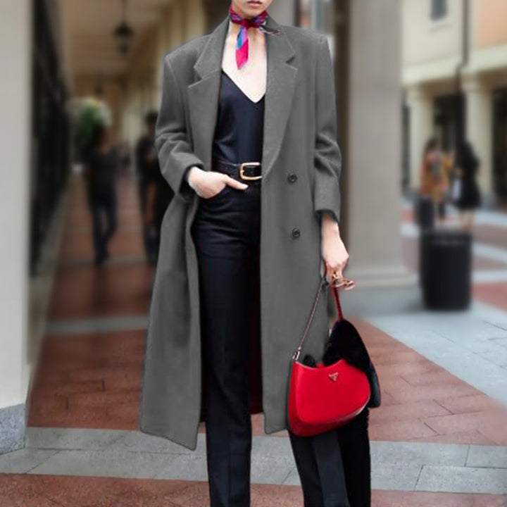 Elegant long coat for women with double-breasted buttons and generous cut Lune London