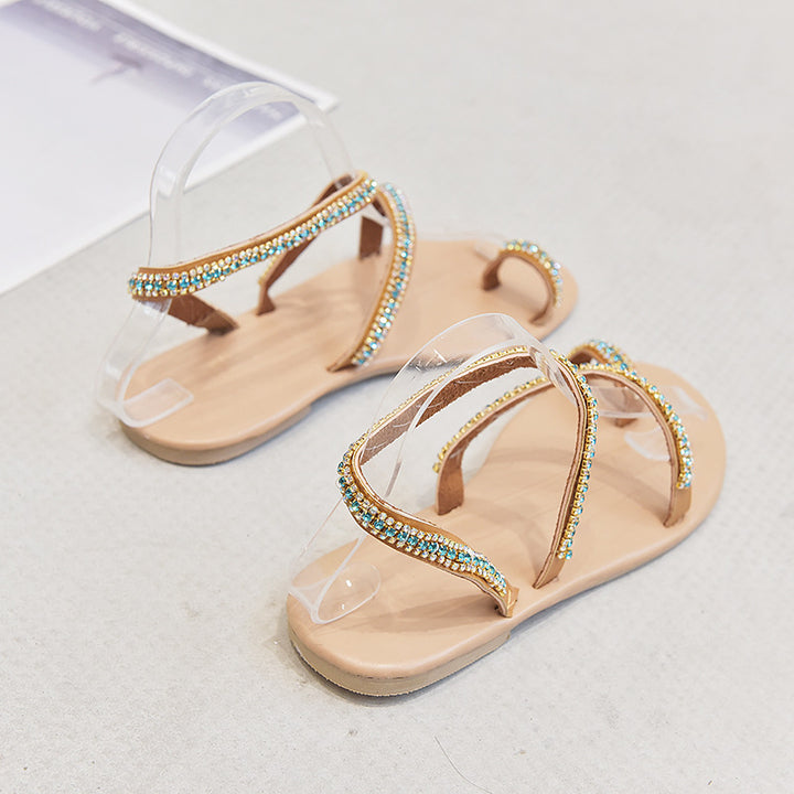 Ladies Elegant Sandals with Crystal Decorations and Chic Transparent Surface
