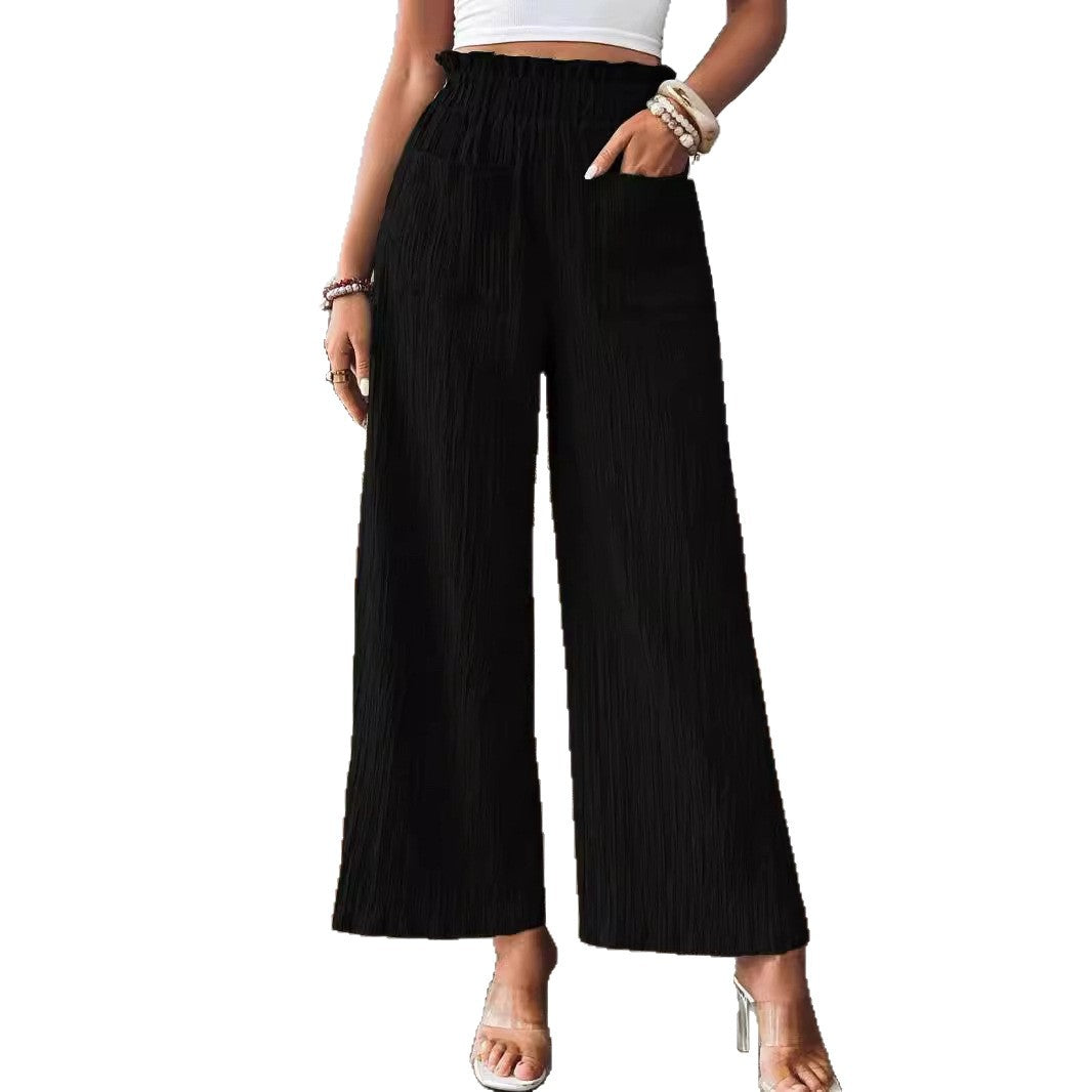 Loose linen pants for women with elastic waist and practical pockets Lune London