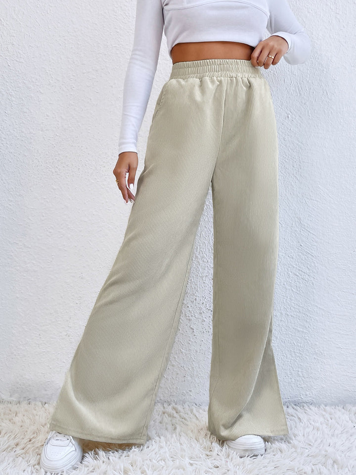 Lune London fine shoemaking women’s palazzo pants with side slits
