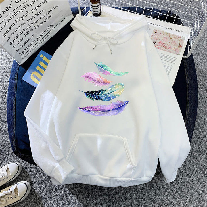Women's hoodie with artistic feather motif Chic & Stil