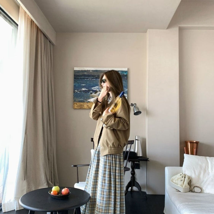 Veste surdimensionnée élégante pour femmes avec motif à carreaux Chic & Stil