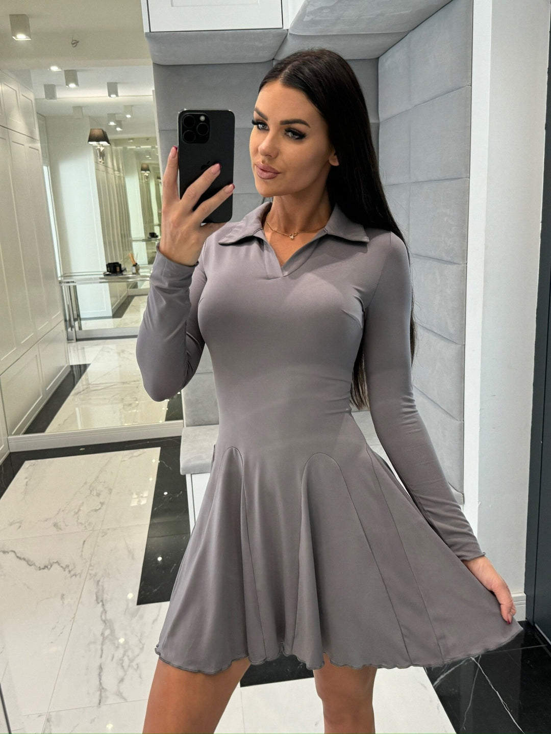 Sport dress for women with polo collar and flared skirt Lune London