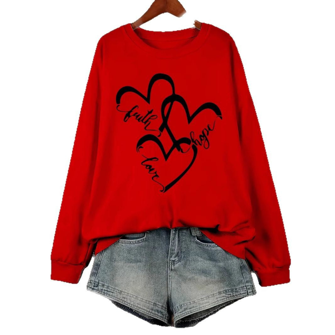 Sweatshirt pour femmes avec motif de cœur romantique et impression inspirante Chic & Stil