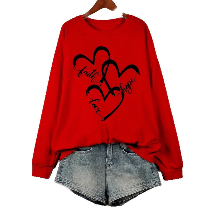 Sweatshirt pour femmes avec motif de cœur romantique et impression inspirante Chic & Stil