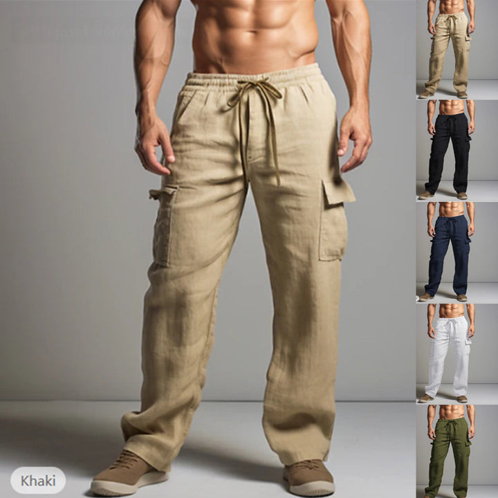 Casual cargo pants for men with elastic waistband and practical side pockets Lune London