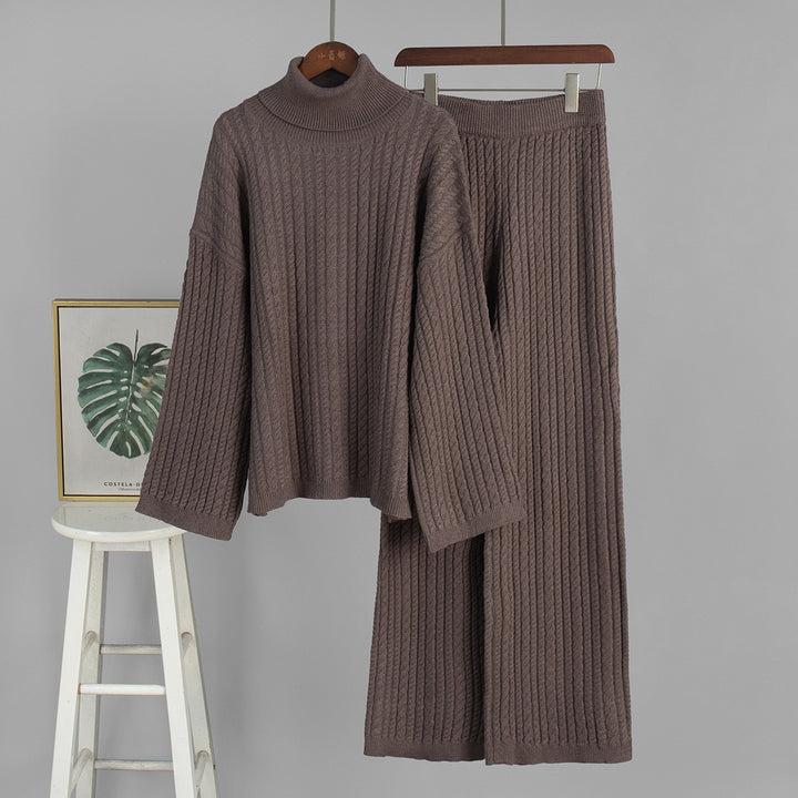 Ensemble en tricot pour femmes avec col haut et coupe décontractée Chic & Stil