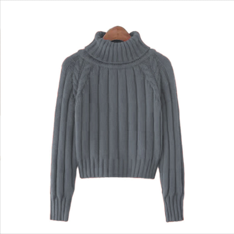 Knit sweater for women with high collar and ribbed structure Lune London