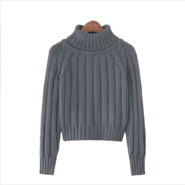 Knit sweater for women with high collar and ribbed structure Lune London