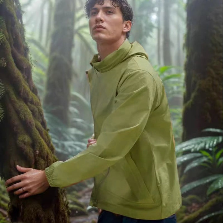 Waterproof utility jacket for men with adjustable hood system Lune London