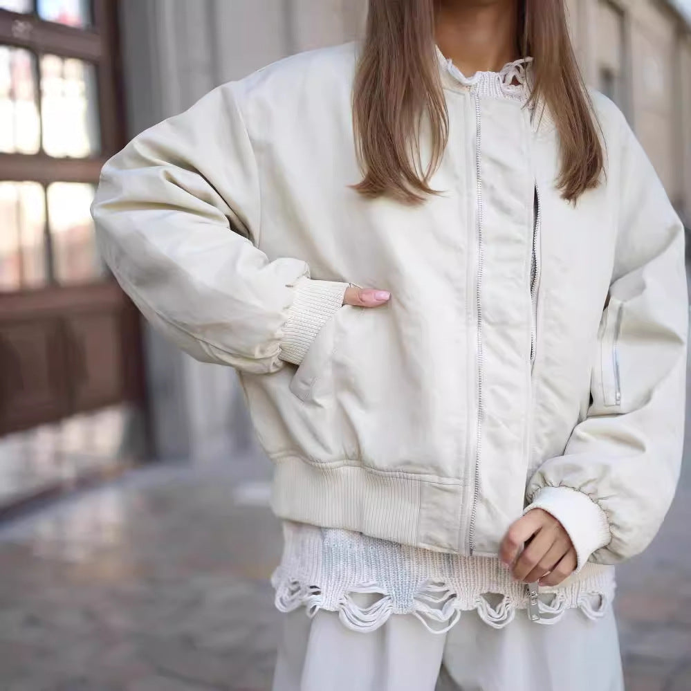 Casual oversized sweater for women with trendy ripped details and a creative color gradient Lune London