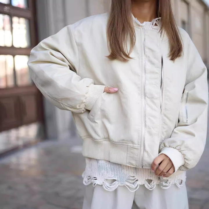 Casual oversized sweater for women with trendy ripped details and a creative color gradient Lune London