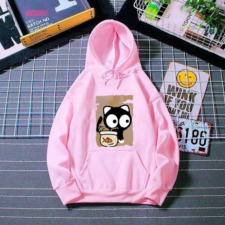 Women's hooded sweatshirt with cute cat design Chic & Stil